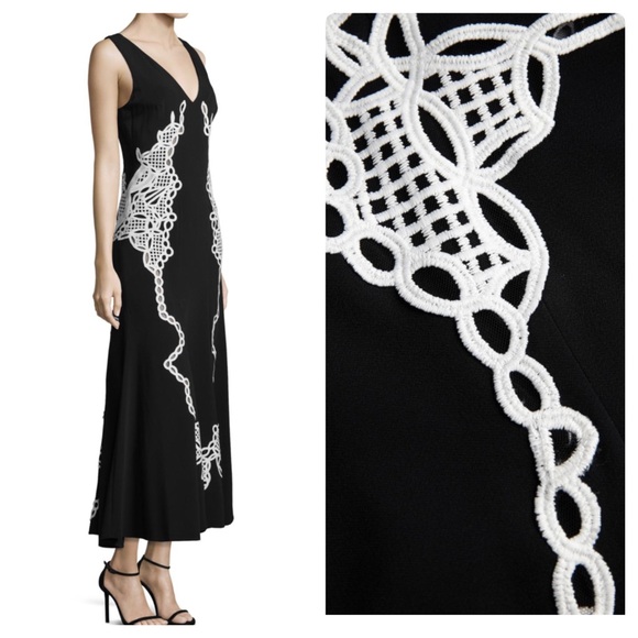 JONATHAN SIMKHAI | Appliqued Deep V-Neck Gown - Picture 2 of 13